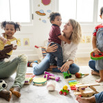 Diverse children enjoying playing with toys